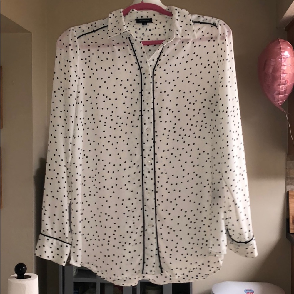 Button down polka dot blouse